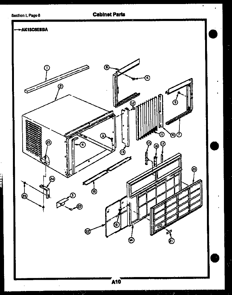 CABINET PARTS Diagram and Parts List for AK13C6ESBA  Gibson Air Conditioner