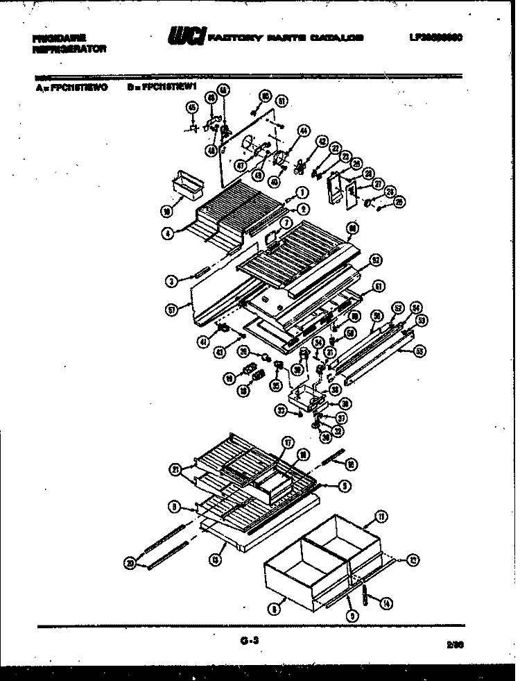 SHELVES AND SUPPORTS Diagram and Parts List for FPCI18TIEH1  Frigidaire Refrigerator