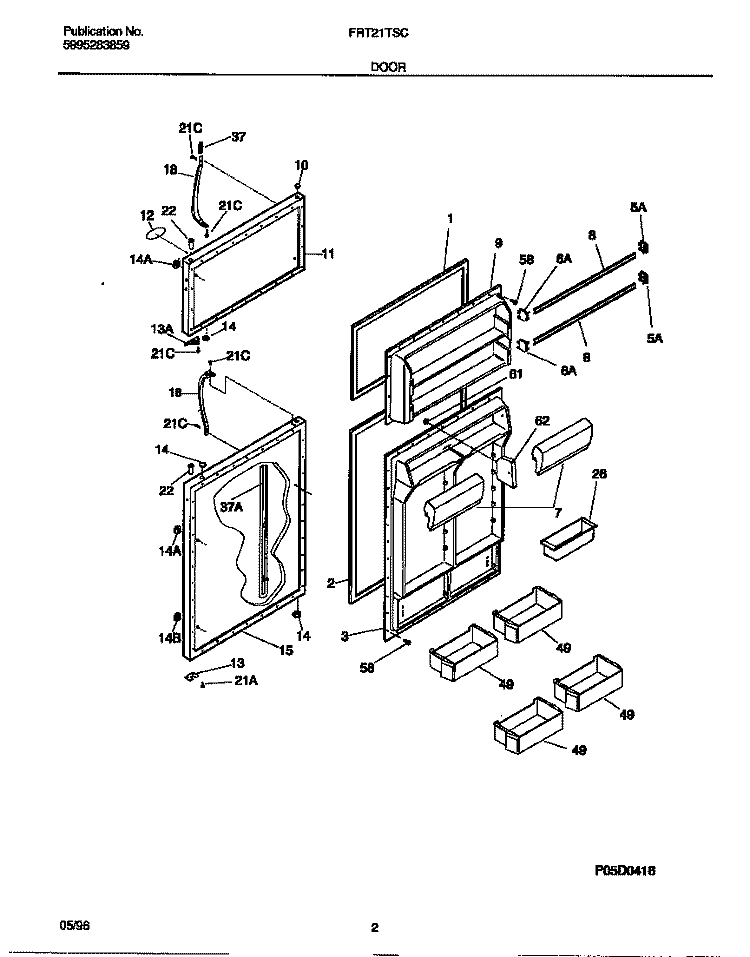 DOOR Diagram and Parts List for FRT21TSCD4  Frigidaire Refrigerator