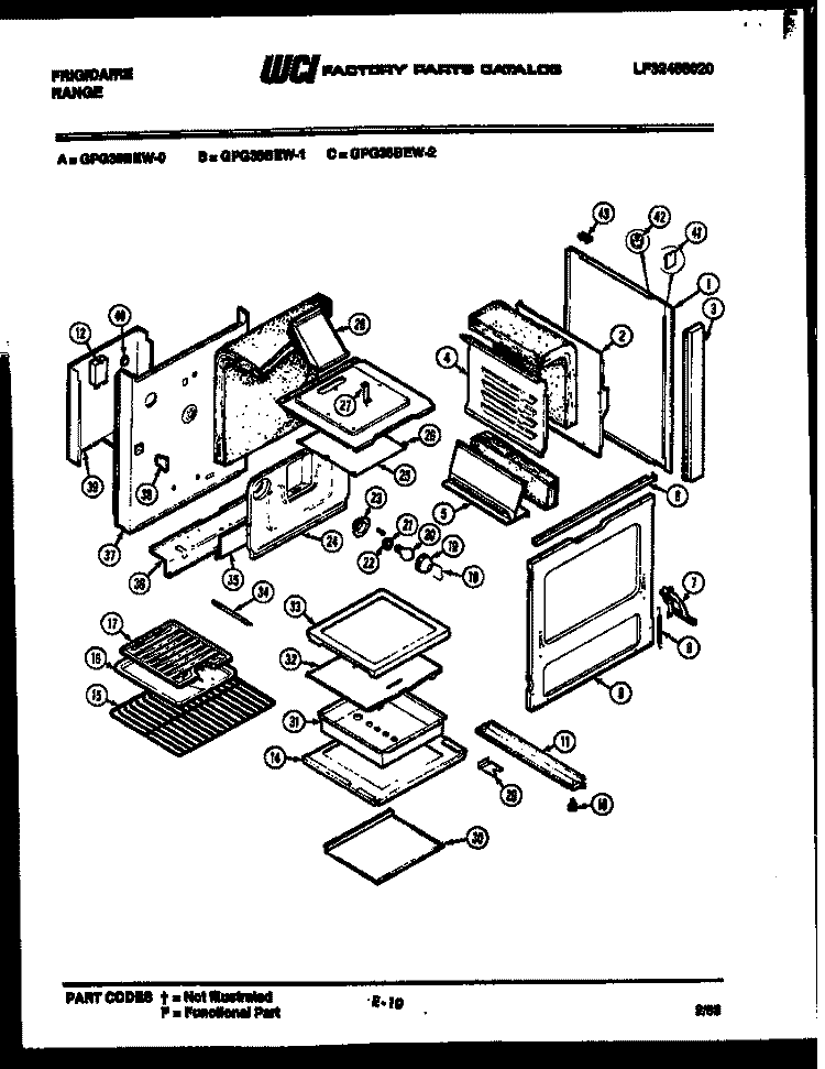 BODY PARTS Diagram and Parts List for GPG38BEL0  Frigidaire Range