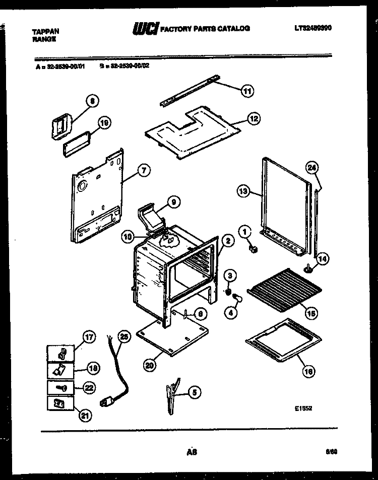 BODY PARTS Diagram and Parts List for 32-2539-00-01  Tappan Range