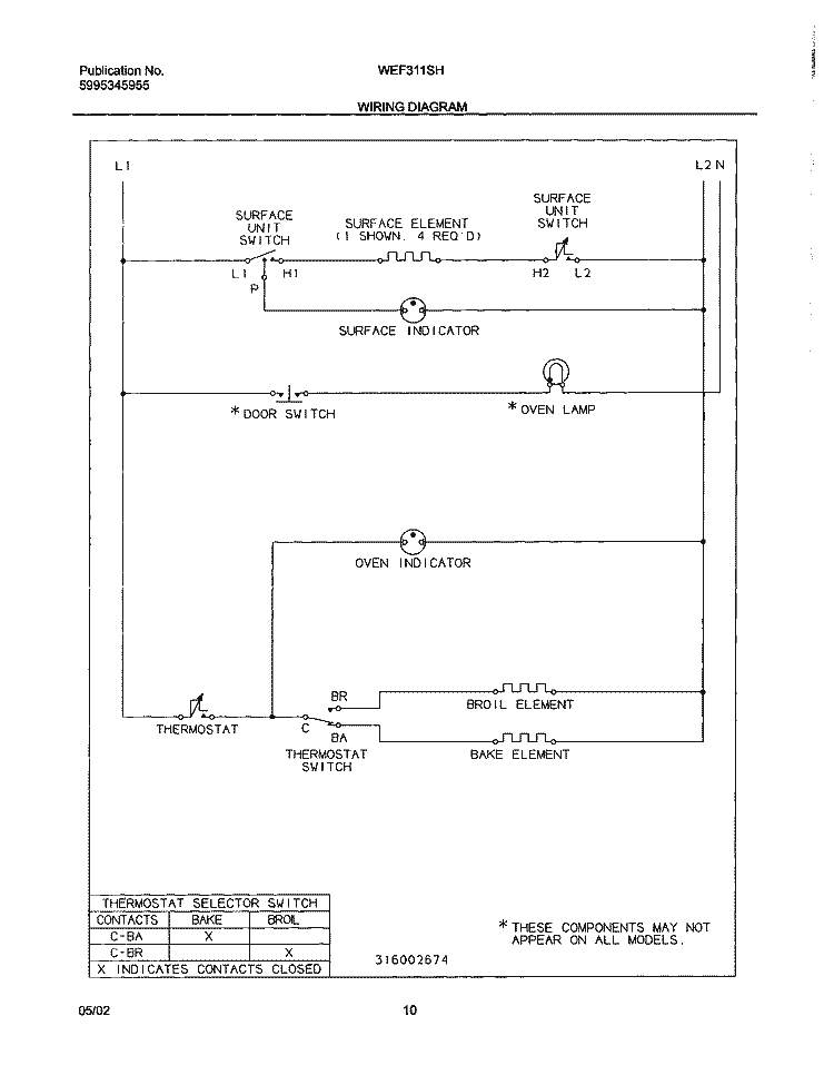 WIRING DIAGRAM Diagram and Parts List for WEF311SHDA  Westinghouse Range