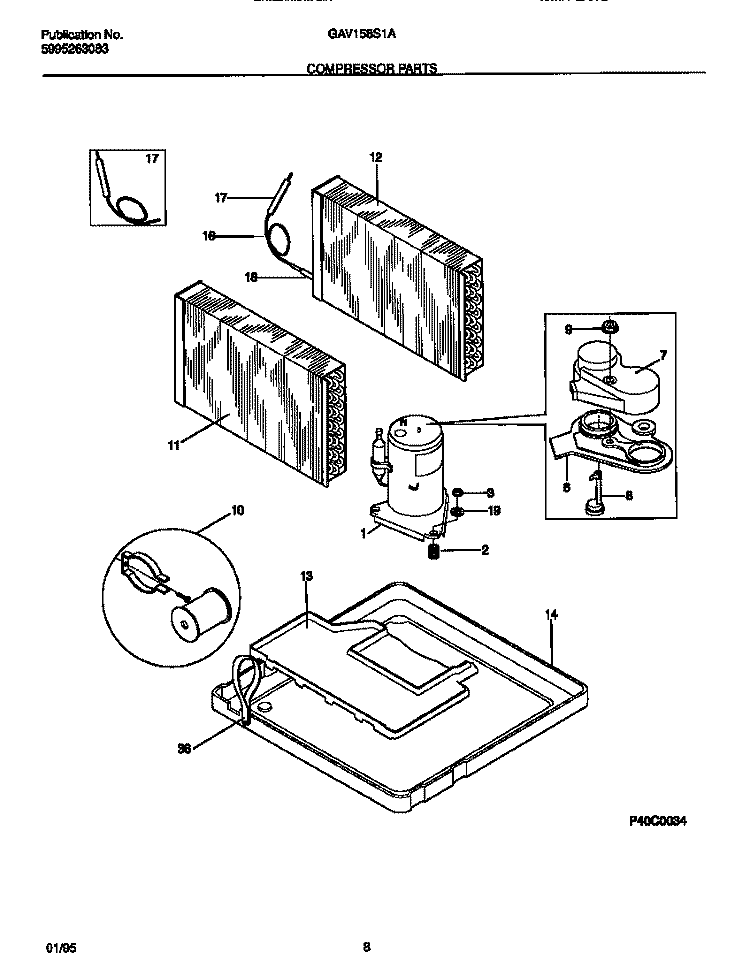 COMPRESSOR PARTS Diagram and Parts List for GAV158S1A3  Gibson Air Conditioner
