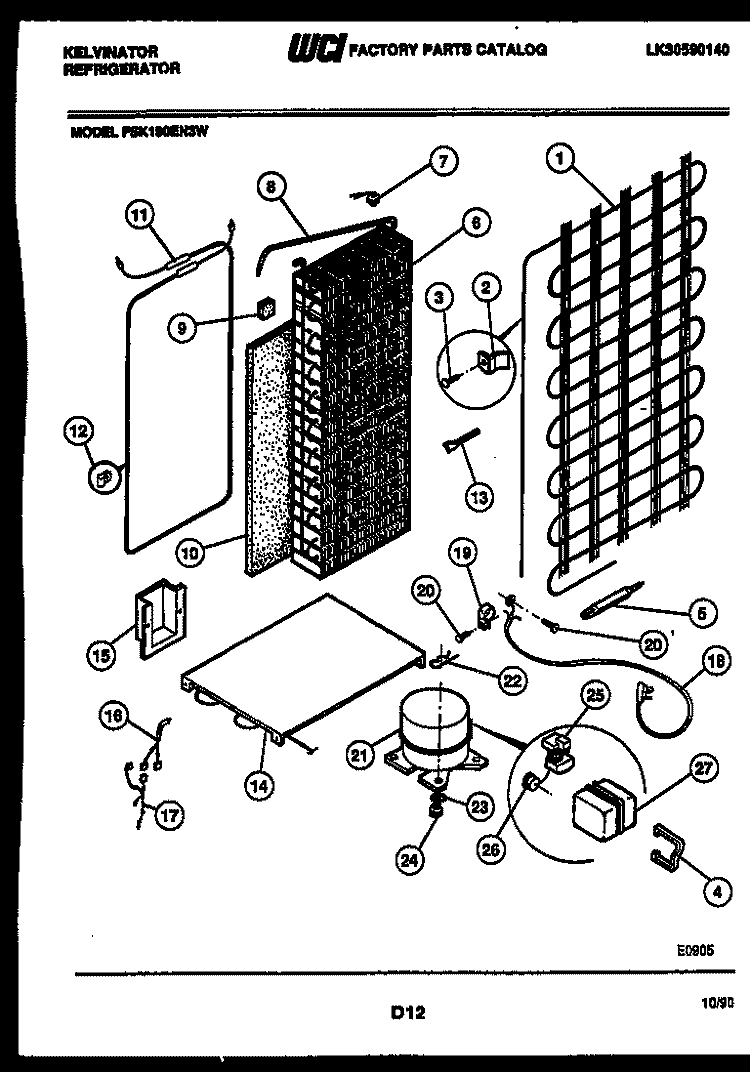 SYSTEM AND AUTOMATIC DEFROST PARTS Diagram and Parts List for FSK190EN3D  Kelvinator Refrigerator