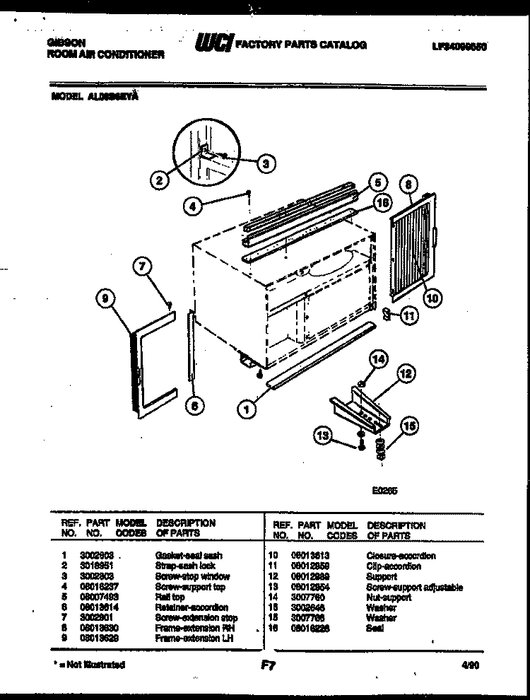 CABINET AND INSTALLATION PARTS Diagram and Parts List for AL08B6EYA  Gibson Air Conditioner