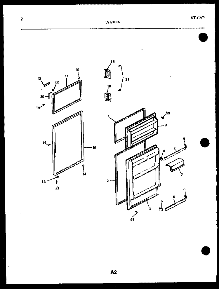 DOOR PARTS Diagram and Parts List for TSI210JN0W  Kelvinator Refrigerator