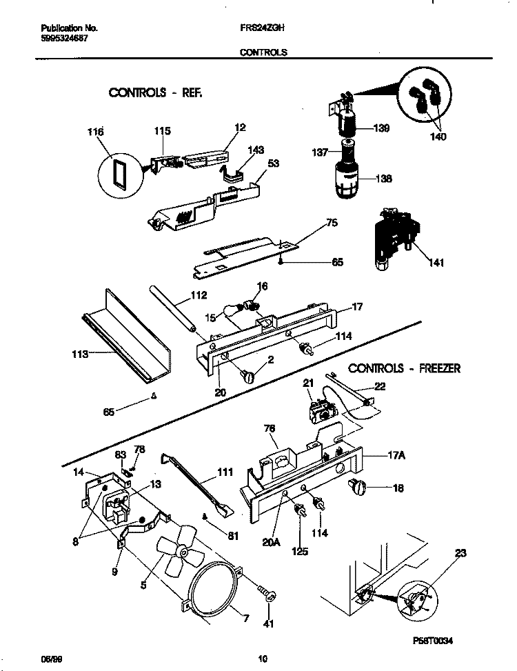 CONTROLS Diagram and Parts List for FRS24ZGHD0  Frigidaire Refrigerator