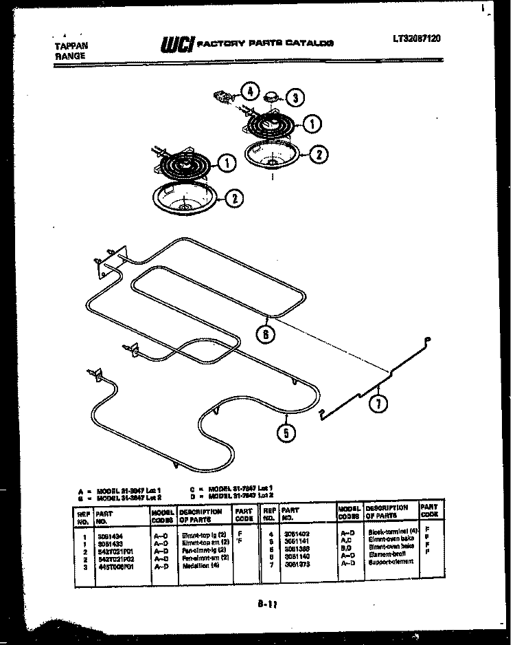 BROILER PARTS Diagram and Parts List for 31-3647-66-02  Tappan Range