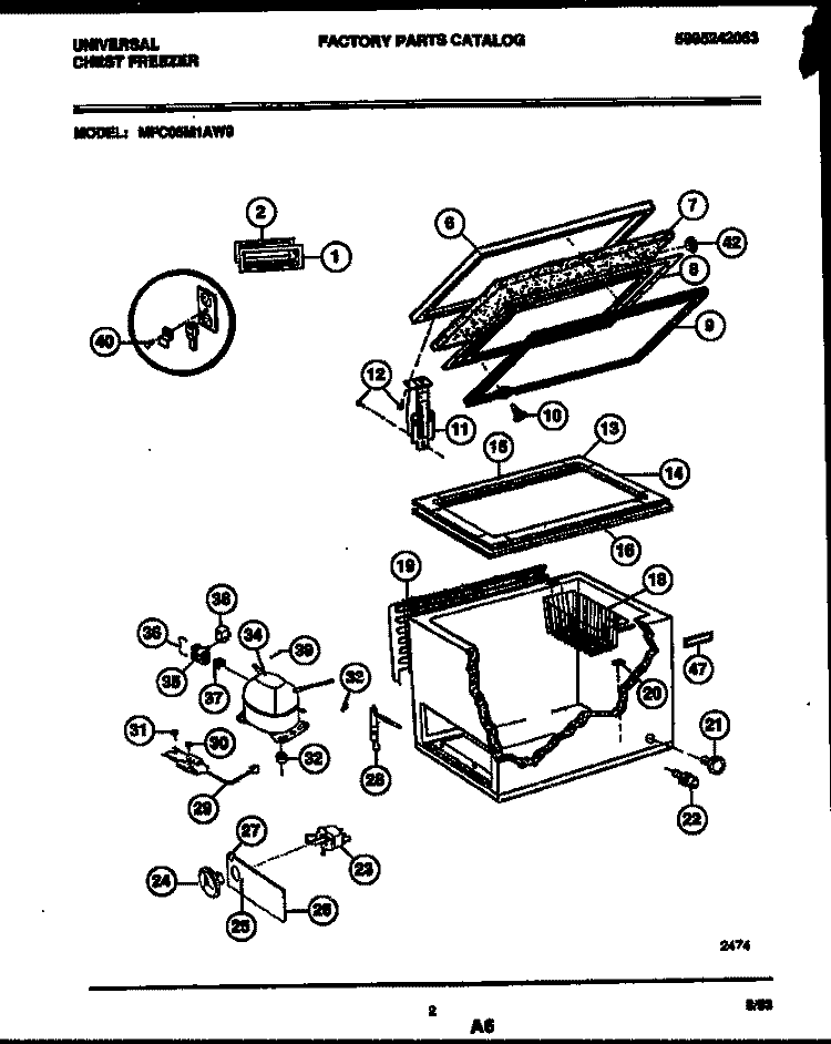 CHEST FREEZER PARTS Diagram and Parts List for MFC05M1AW0  Frigidaire Freezer