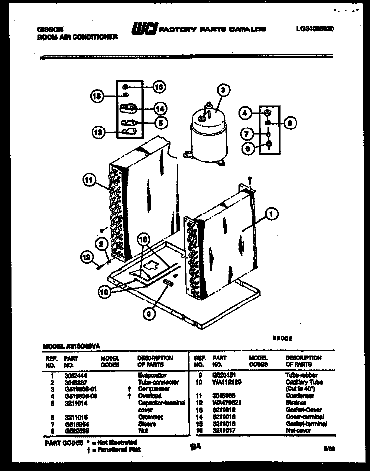 SYSTEM PARTS Diagram and Parts List for AS10C4SVA  Gibson Air Conditioner