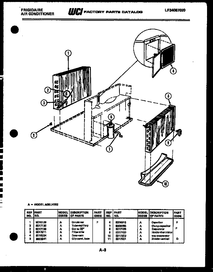 UNIT PARTS Diagram and Parts List for A06LH5E2  Frigidaire Air Conditioner