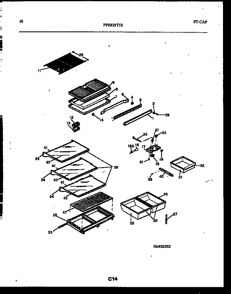 SHELVES AND SUPPORTS Diagram and Parts List for FPES21TIRW0  Frigidaire Refrigerator