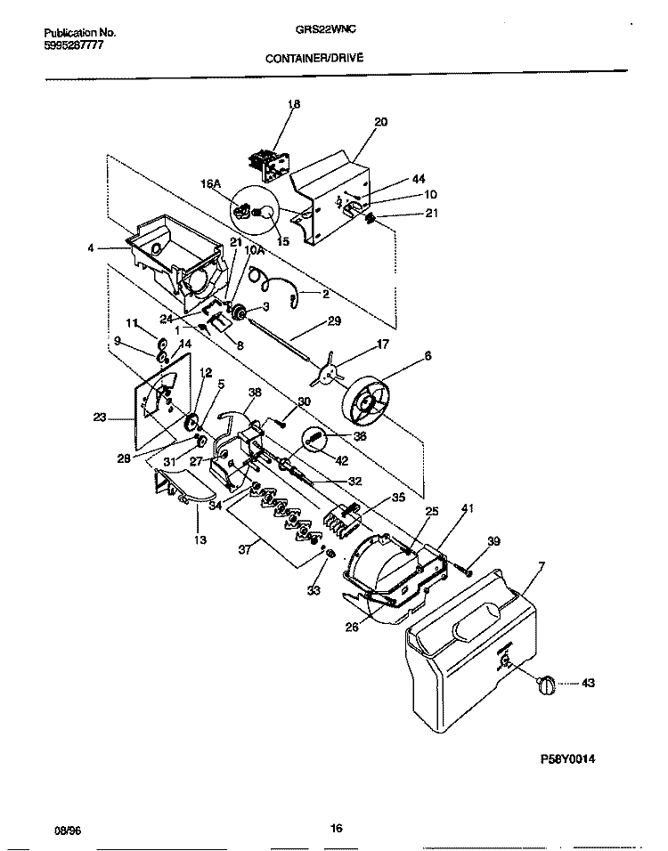 CONTAINER / DRIVE Diagram and Parts List for GRS22WNCD4  Gibson Refrigerator