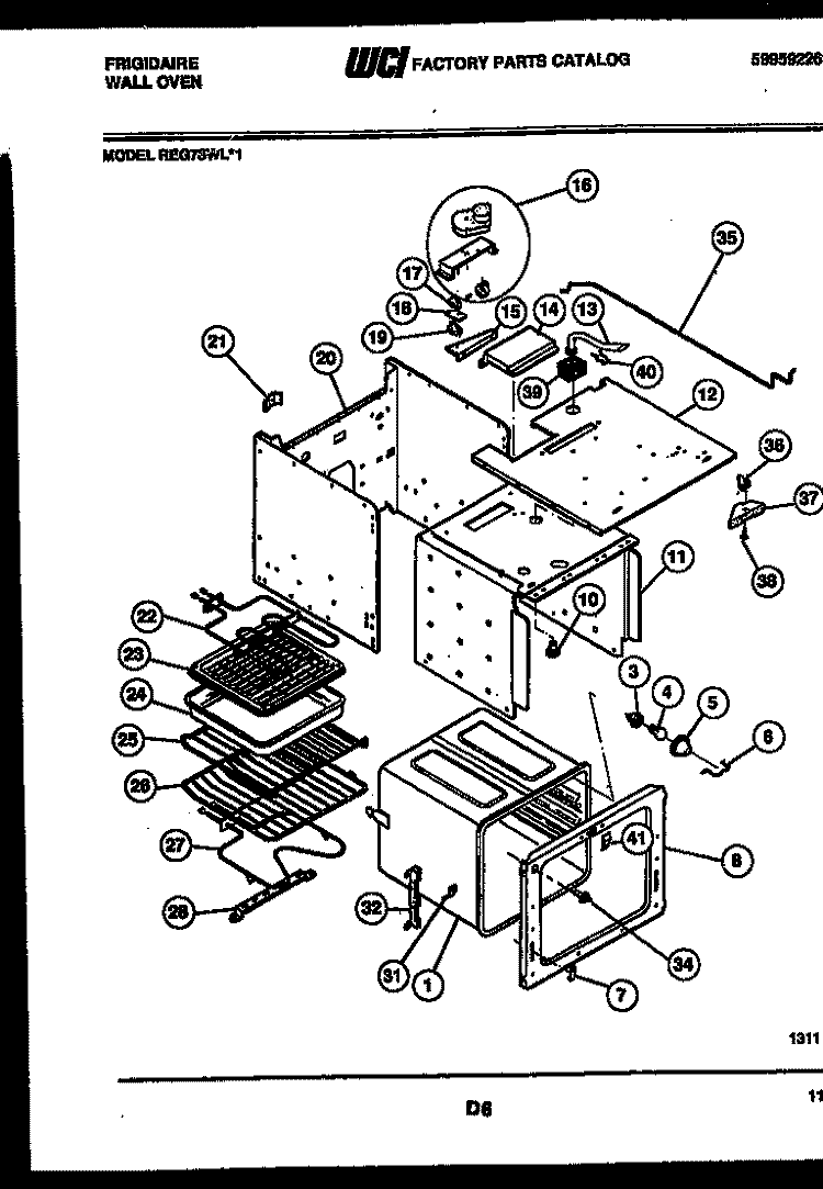 BODY PARTS Diagram and Parts List for REG78WLB1  Frigidaire Wall Oven