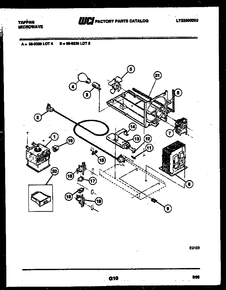 POWER CONTROL Diagram and Parts List for 56-9338-10-05  Tappan Microwave