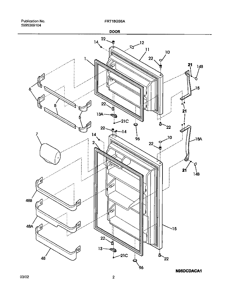 DOOR Diagram and Parts List for FRT18GS6AQ2  Frigidaire Refrigerator