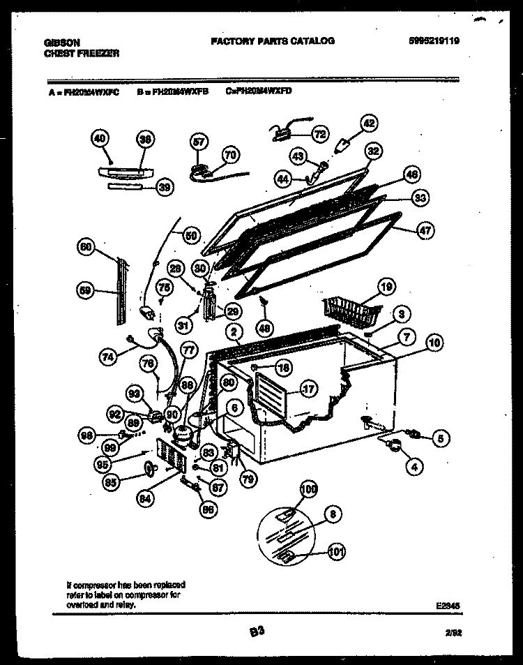 CHEST FREEZER PARTS Diagram and Parts List for FH20M4WXFC  Gibson Freezer