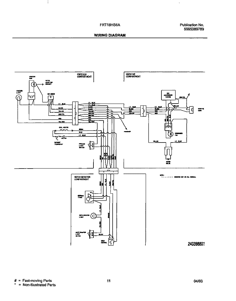 WIRING DIAGRAM Diagram and Parts List for FRT18HS6AQ1  Frigidaire Refrigerator