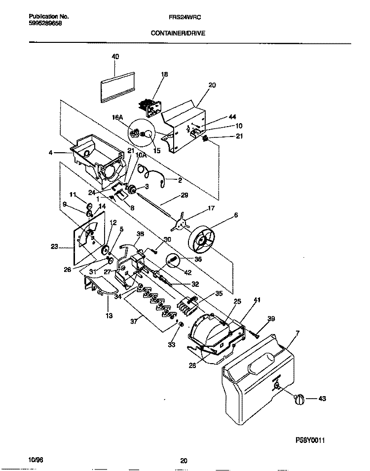 CONTAINER / DRIVE Diagram and Parts List for FRS24WRCD4  Frigidaire Refrigerator
