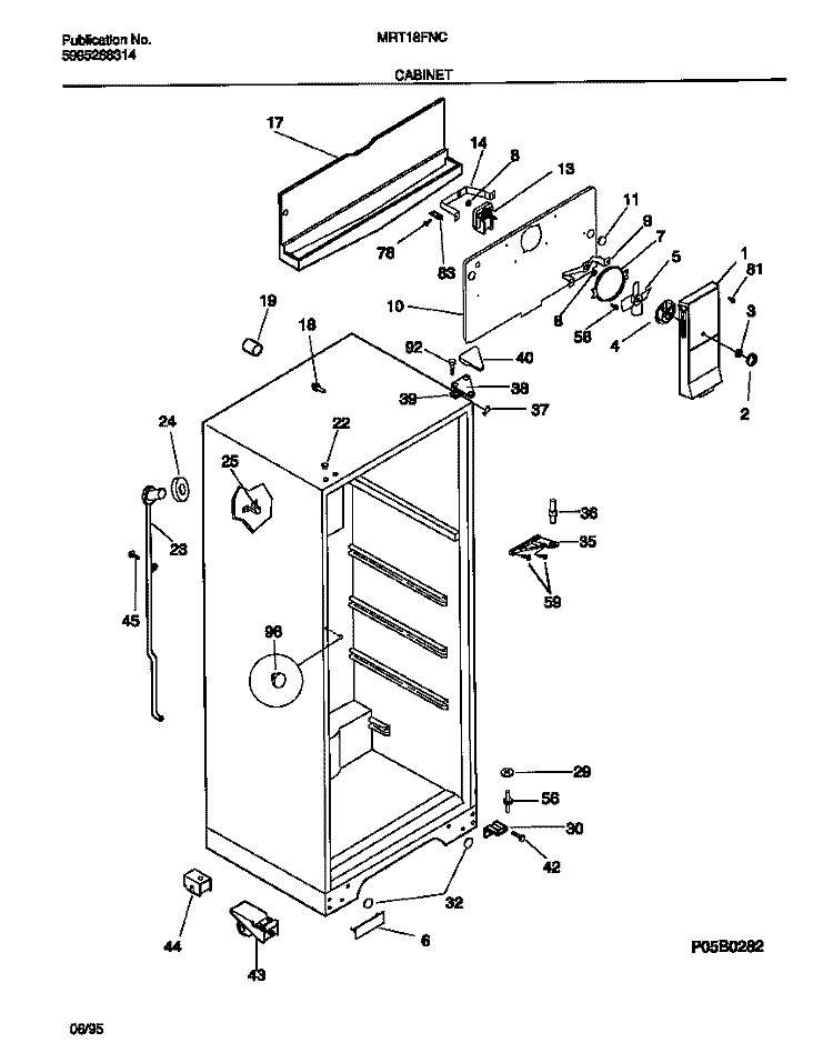 CABINET Diagram and Parts List for MRT18FNCD0  Uni Refrigerator
