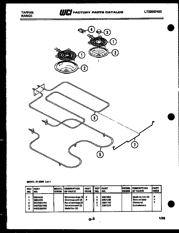 BROILER PARTS Diagram and Parts List for 31-4968-32-01  Tappan Range