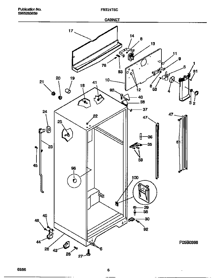CABINET Diagram and Parts List for FRT21TSCD4  Frigidaire Refrigerator