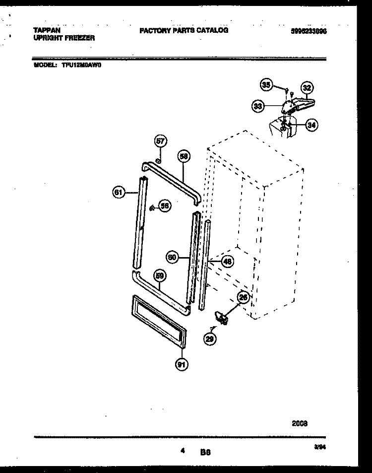 CABINET PARTS Diagram and Parts List for TFU12M0AW0  Tappan Freezer
