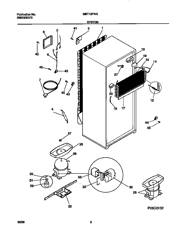 SYSTEM Diagram and Parts List for MRT18FNGD0  Frigidaire Refrigerator