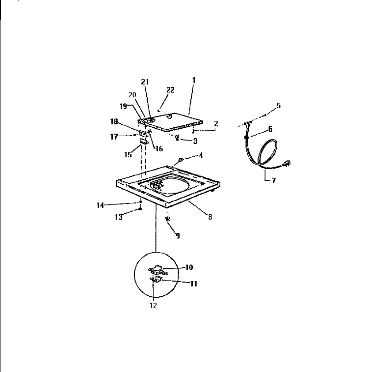 TOP PANEL Diagram and Parts List for LA271EXW2  Frigidaire Washer
