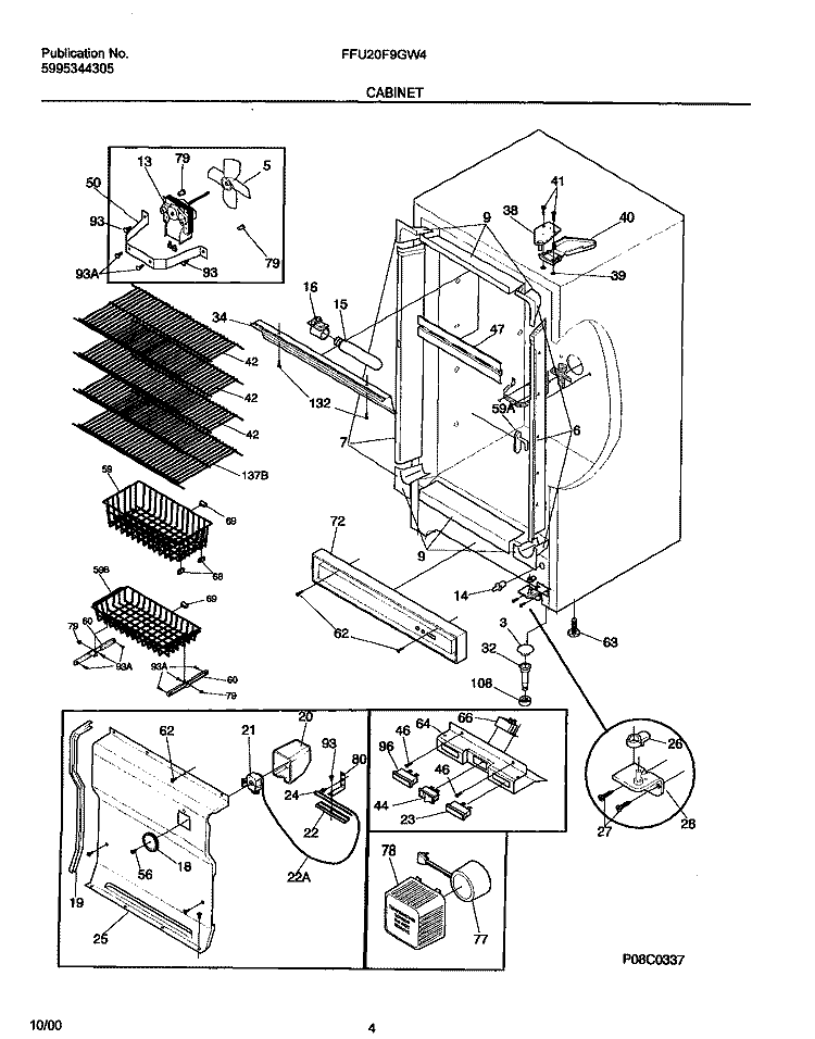 CABINET Diagram and Parts List for FFU20F9GW4  Frigidaire Freezer