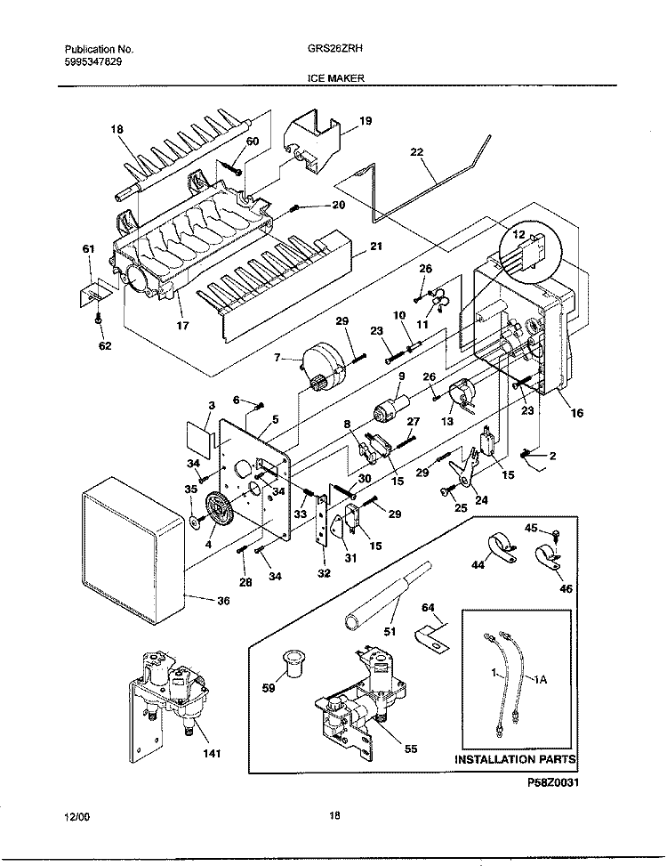 ICE MAKER Diagram and Parts List for GRS26ZRHW6  Gibson Refrigerator