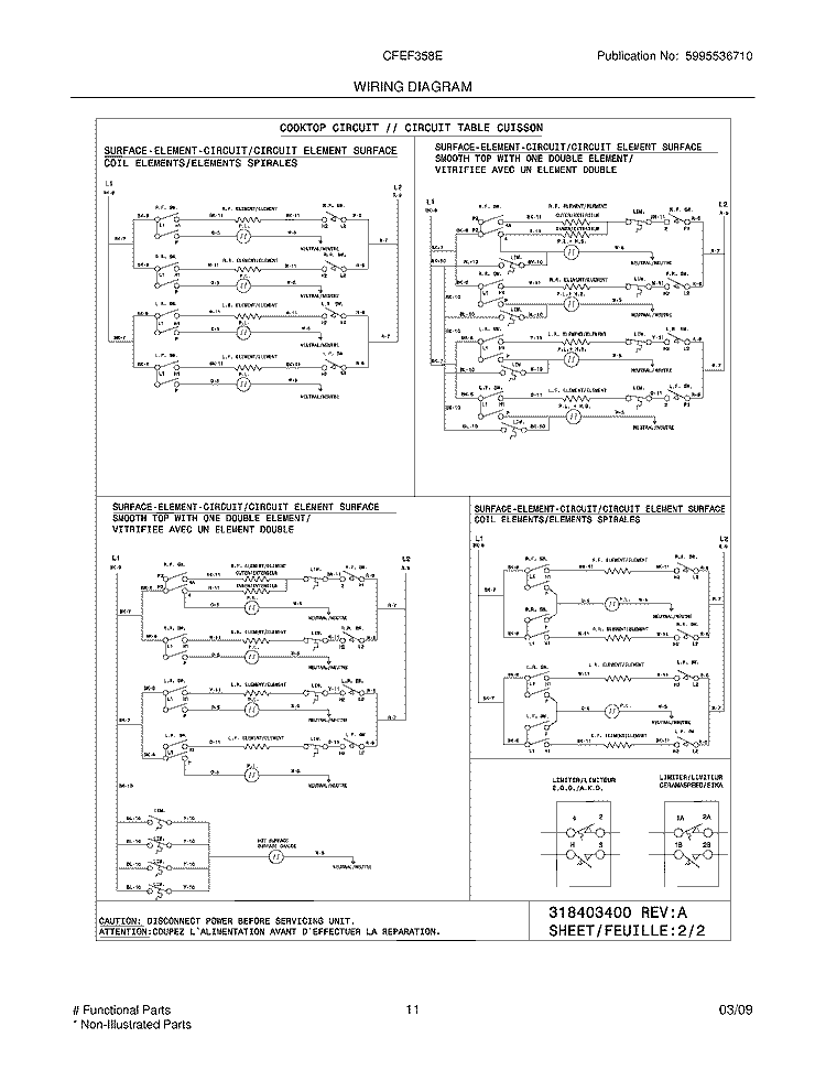 WIRING DIAGRAM Diagram and Parts List for CFEF358EB4  Frigidaire Range