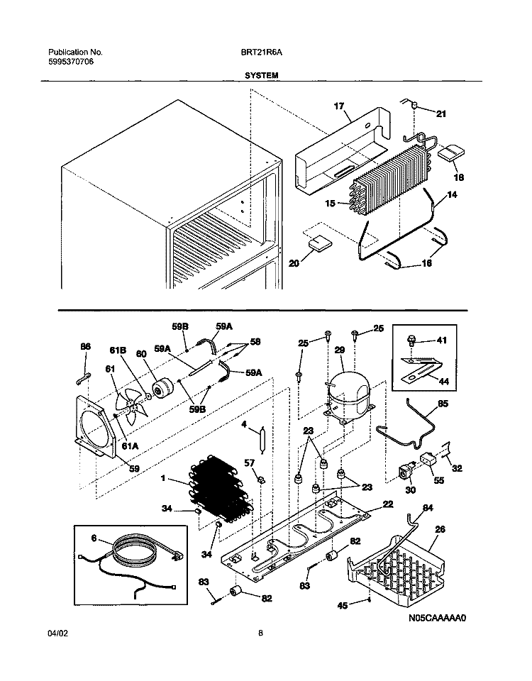 SYSTEM Diagram and Parts List for BRT21R6AW1  Uni Refrigerator