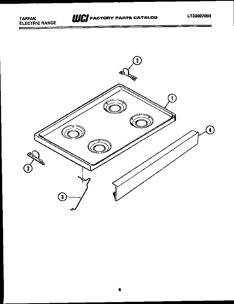 COOKTOP PARTS Diagram and Parts List for 31-2237-00-02  Tappan Range