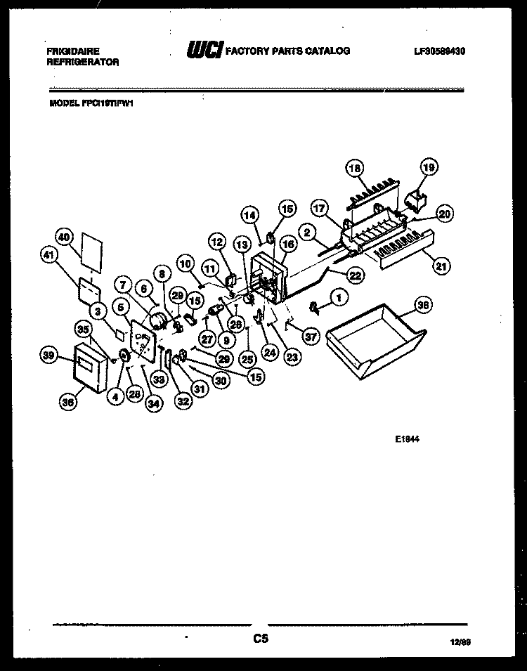 ICE MAKER PARTS Diagram and Parts List for FPCI19TIFA1  Frigidaire Refrigerator
