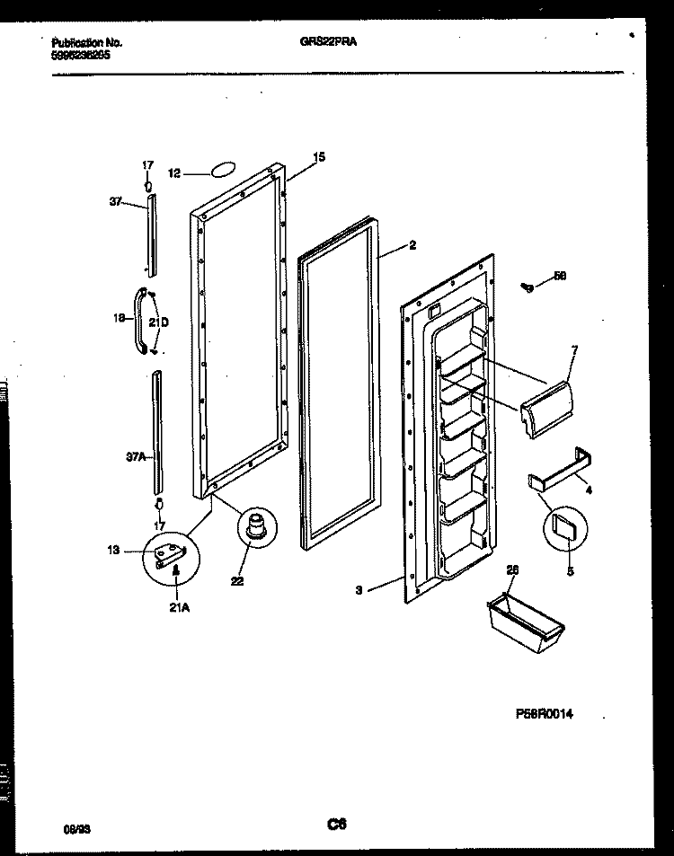 REFRIGERATOR DOOR PARTS Diagram and Parts List for GRS22PRAD0  Gibson Refrigerator