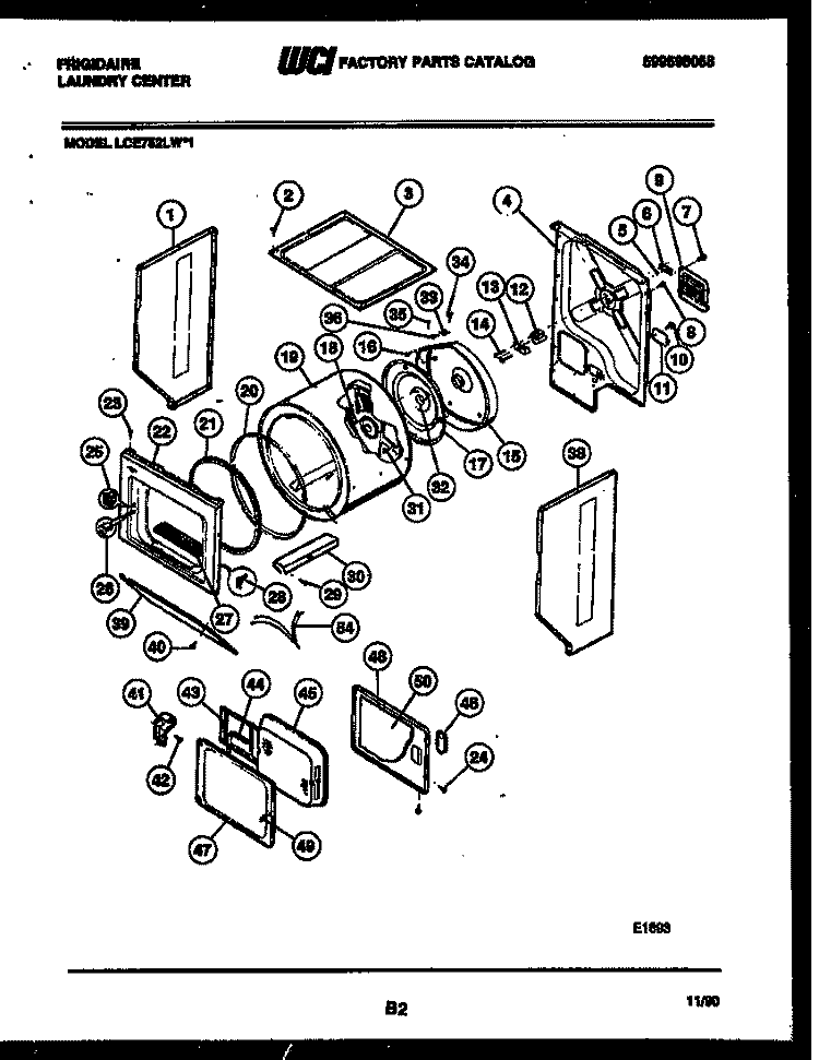 CABINET AND COMPONENT PARTS Diagram and Parts List for LCE752LW1  Frigidaire Washer Dryer Combo