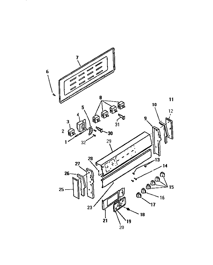 BACKGUARD Diagram and Parts List for REC305CD0  Kelvinator Range