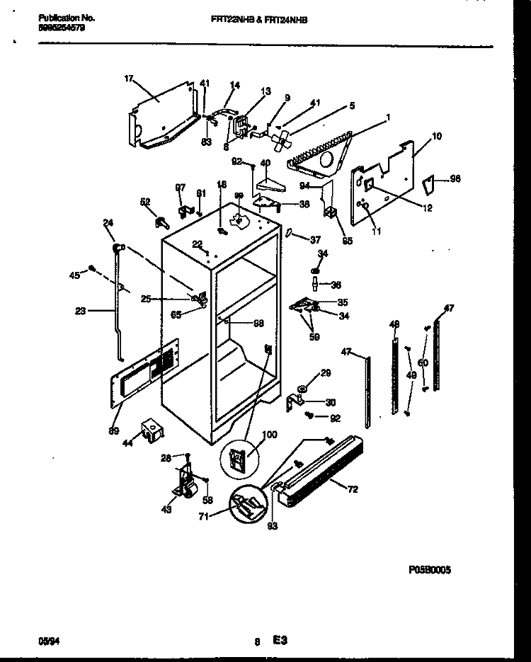 CABINET PARTS Diagram and Parts List for FRT24NHBW0  Frigidaire Refrigerator