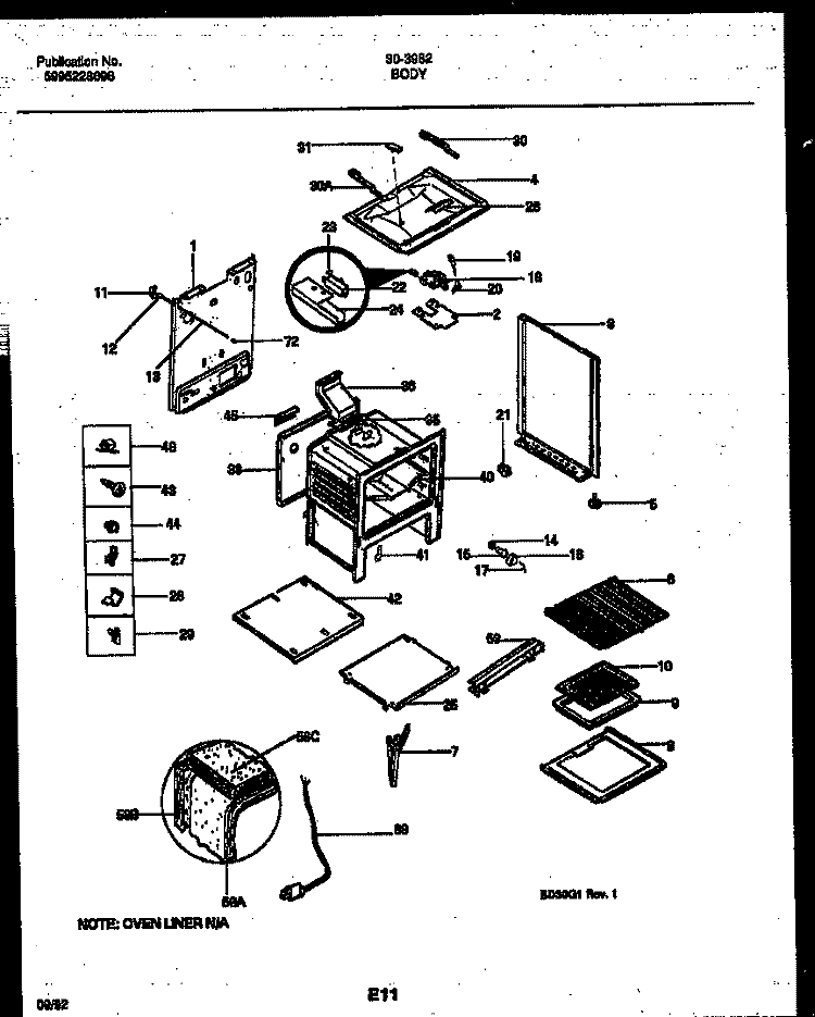 BODY PARTS Diagram and Parts List for 30-3982-00-02  Tappan Range