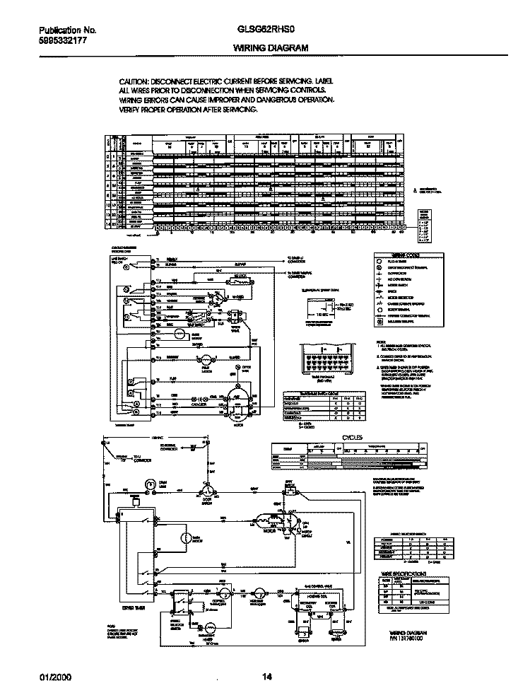 131780100 WIRING DIAGRAM Diagram and Parts List for GLSG62RHS0  Gibson Washer Dryer Combo