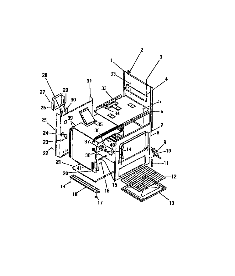 OVEN CAVITY, PANELS, FRAME Diagram and Parts List for G24PCL1  Frigidaire Range