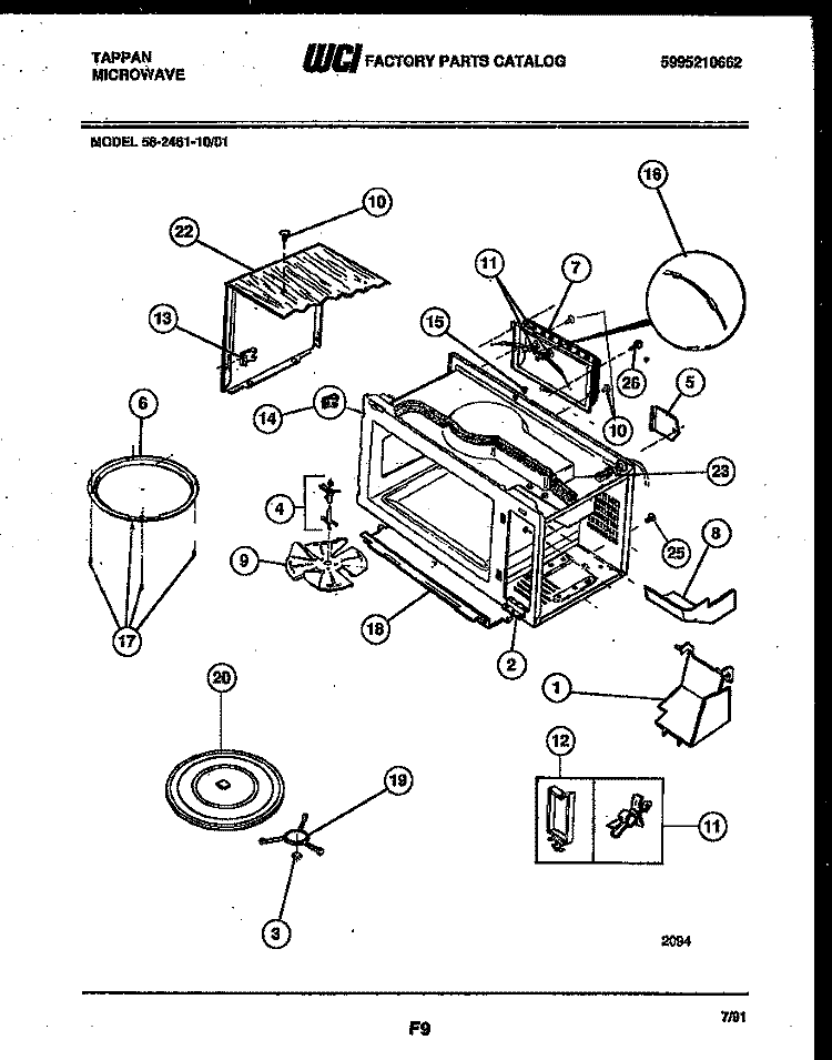 WRAPPER AND BODY PARTS Diagram and Parts List for 56-2461-10-01  Tappan Microwave