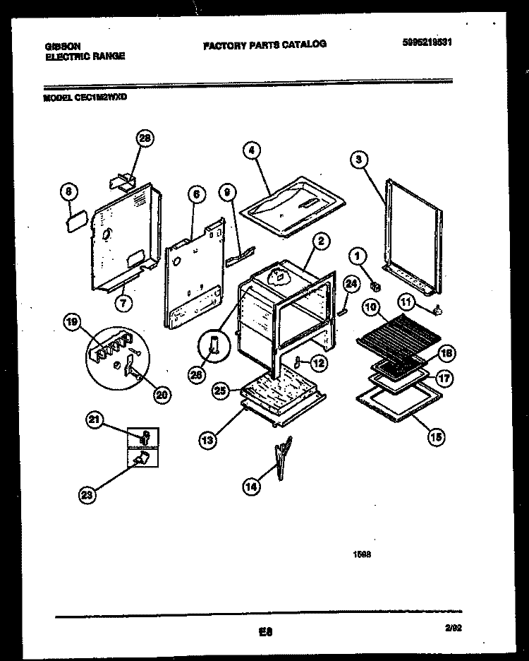 BODY PARTS Diagram and Parts List for CEC1M2WXD  Gibson Range