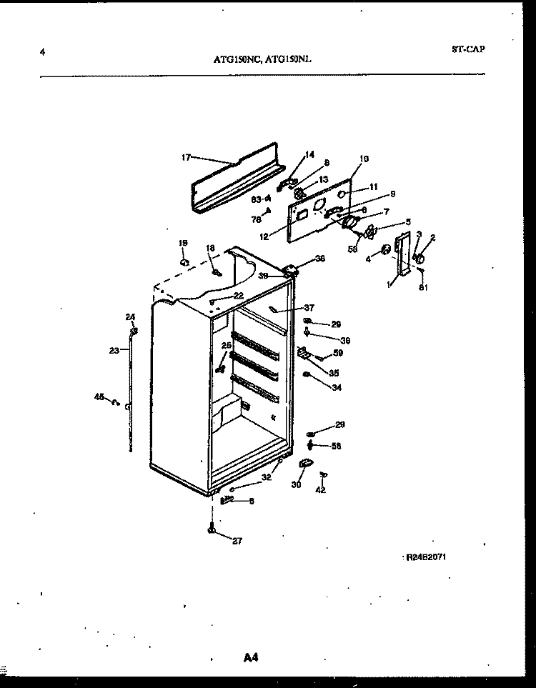 CABINET PARTS Diagram and Parts List for ATG150NLW2  Frigidaire Refrigerator