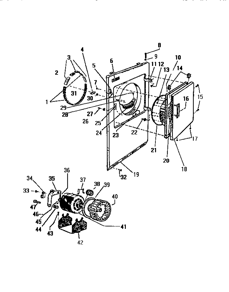 FRONT PANEL, DOOR Diagram and Parts List for DE650EDV1  Frigidaire Dryer