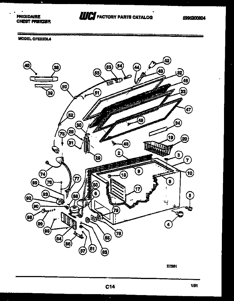 CHEST FREEZER PARTS Diagram and Parts List for CFE23DL4  Frigidaire Freezer