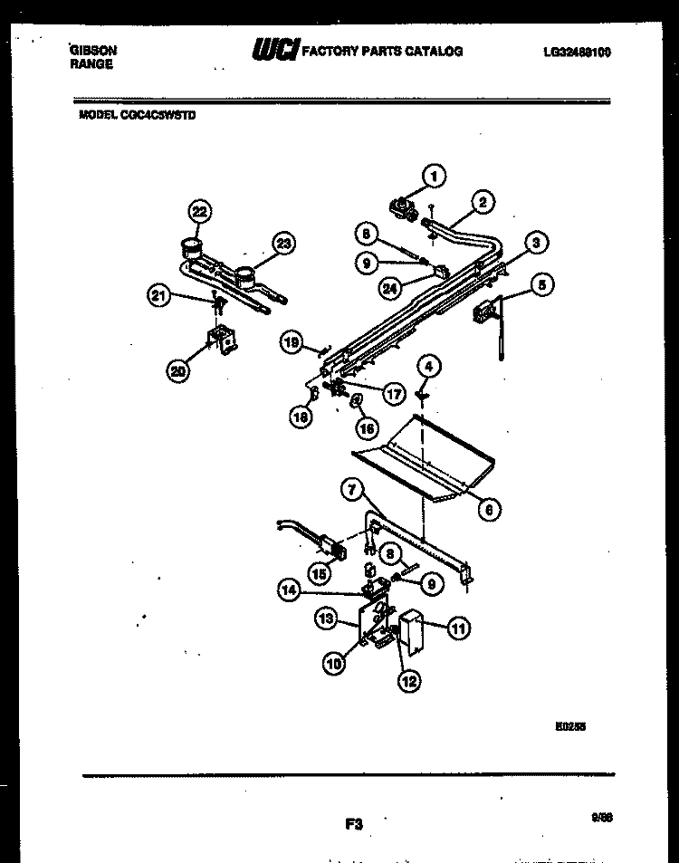 BURNER PARTS Diagram and Parts List for CGC4C5WSTD  Gibson Range