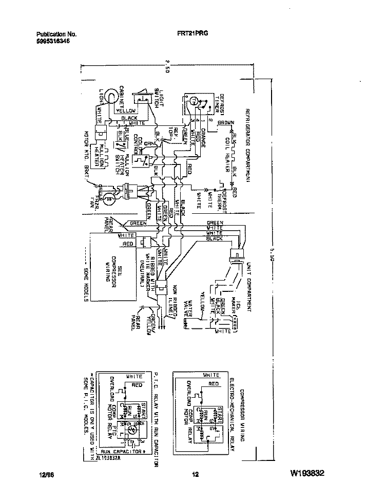WIRING DIAGRAM Diagram and Parts List for FRT21PRGW1  Frigidaire Refrigerator