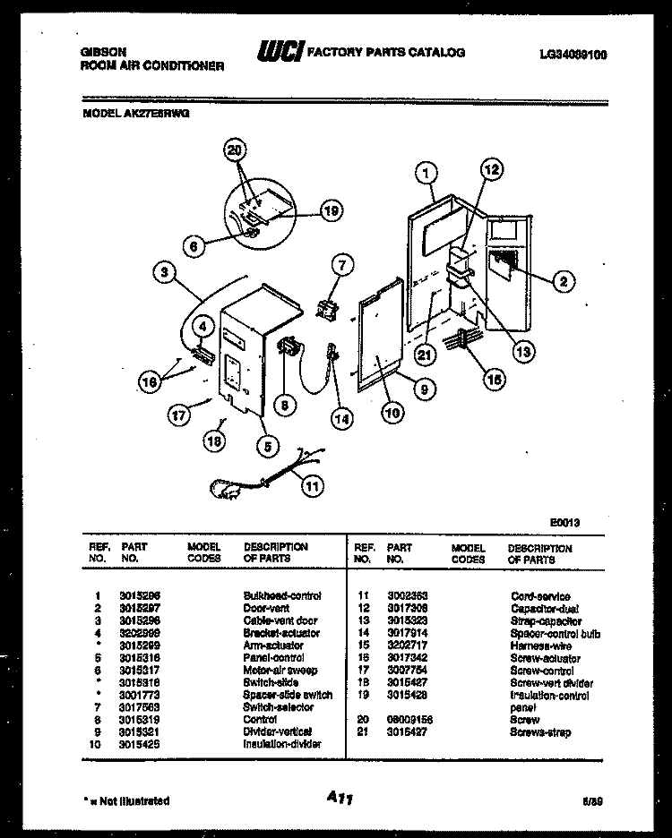 ELECTRICAL PARTS Diagram and Parts List for AK27E6RWG  Gibson Air Conditioner